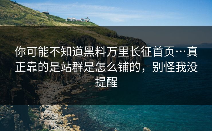 你可能不知道黑料万里长征首页…真正靠的是站群是怎么铺的，别怪我没提醒