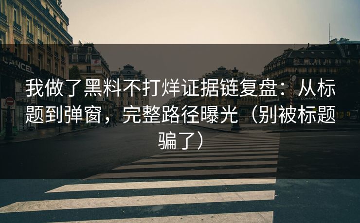 我做了黑料不打烊证据链复盘：从标题到弹窗，完整路径曝光（别被标题骗了）